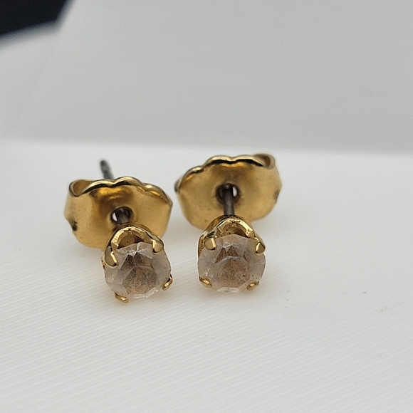 Avon Gold-Tone Stud Earrings with Champagne Stones - Women Jewelry - Picture 2 of 10